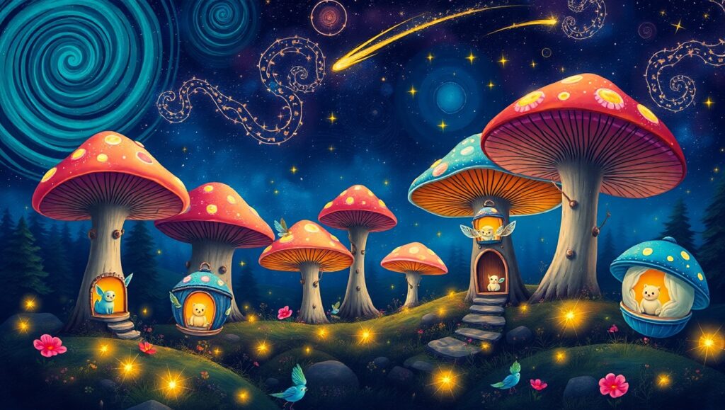Fantasy Forest of Colorful Creatures – free AI stock image