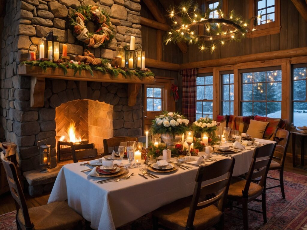 Festive Family Gathering in a Cozy Cabin – free AI stock image