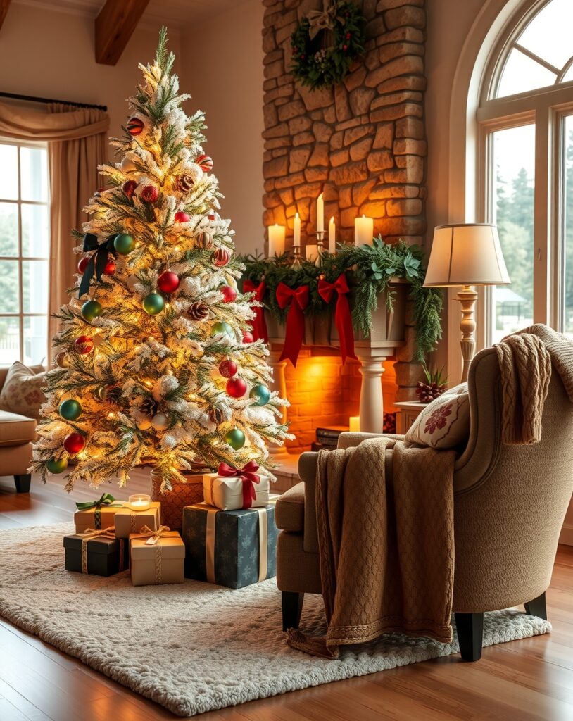 Festive Holiday Decor in a Cozy Home – free AI stock image