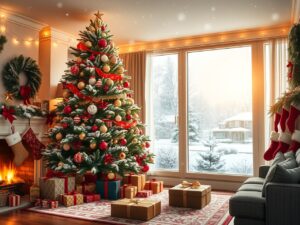Festive Holiday Decorations and Lights – free AI stock image