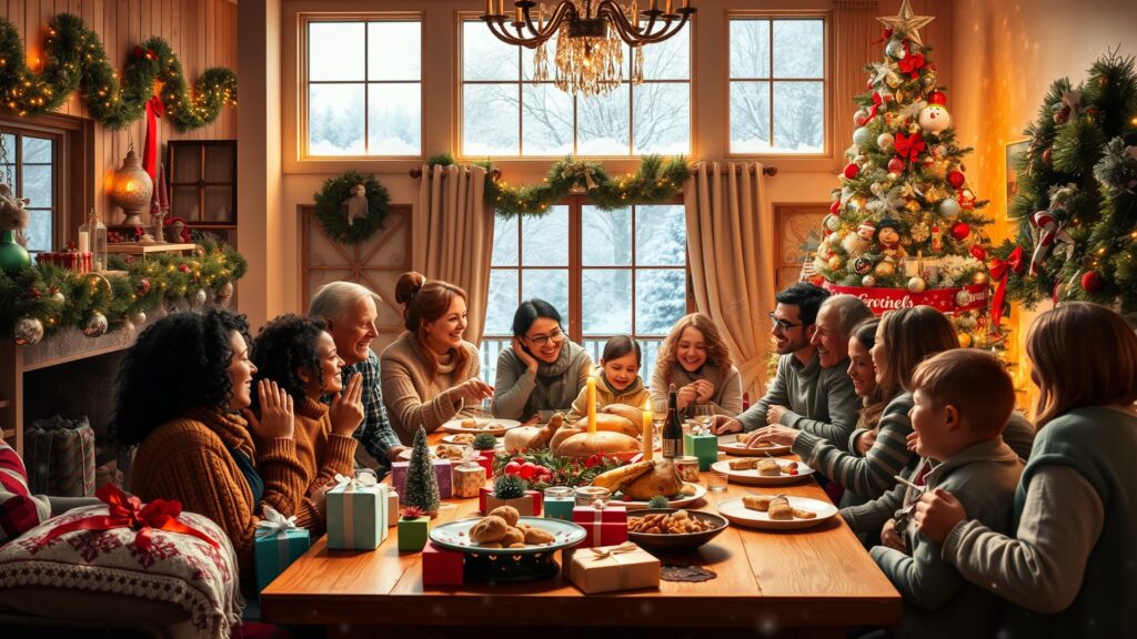 Festive Holidays with Joyful Celebrations and Decorations Image – free AI stock image