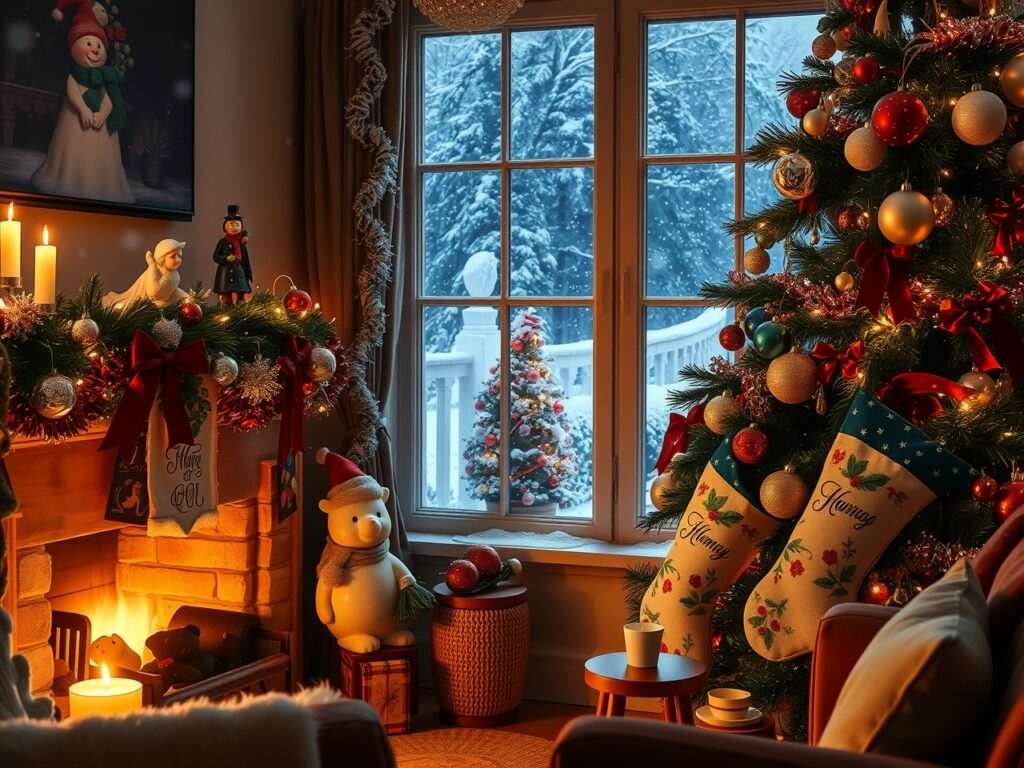 Festive Lights and Decorations for Holidays – free AI stock image