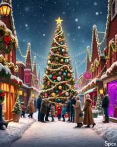 Festive Lights and Holiday Decorations – free AI stock image