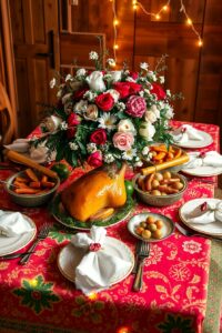 Festive Table Decorated for Holiday Feast – free AI stock image