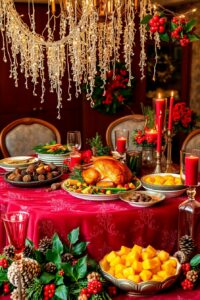 Festive Table Decorated for Holiday Feast – free AI stock image