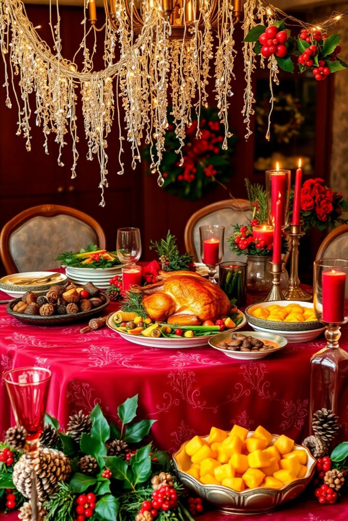 Festive Table Decorated for Holiday Feast – free AI stock image