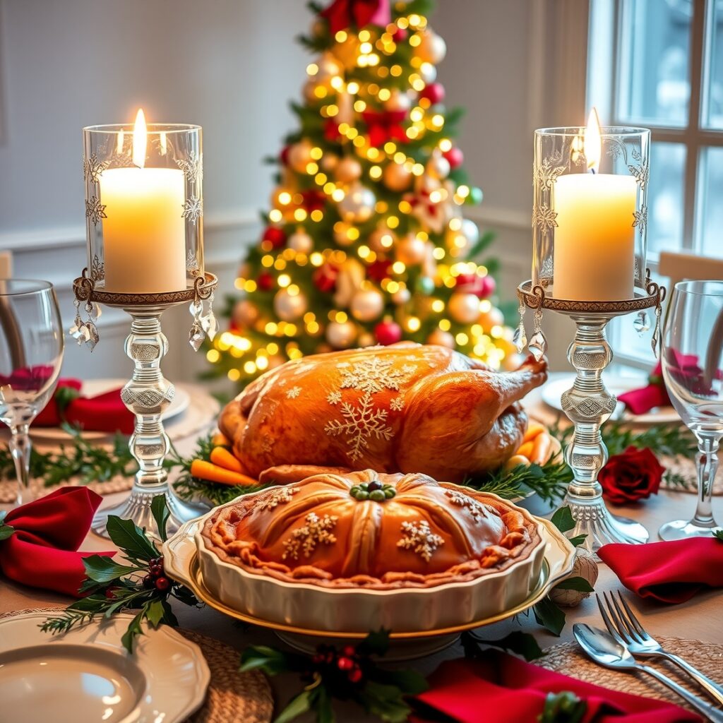 Festive Table Setting for Holiday Dinner – free AI stock image