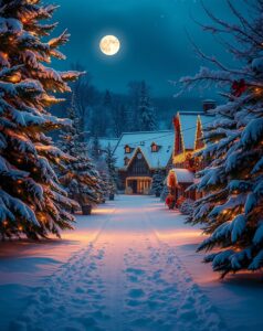 Festive Winter Holiday Celebration Landscape – free AI stock image