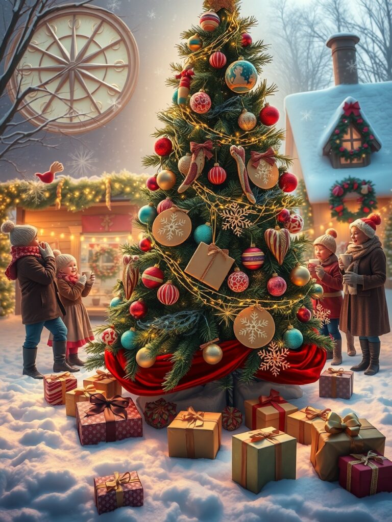 Festive Winter Holiday Celebration Scene – free AI stock image