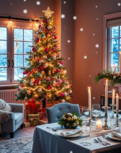 Festive Winter Holiday Scene with Decorations – free AI stock image