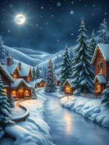 Festive Winter Holiday Wonderland Scene – free AI stock image