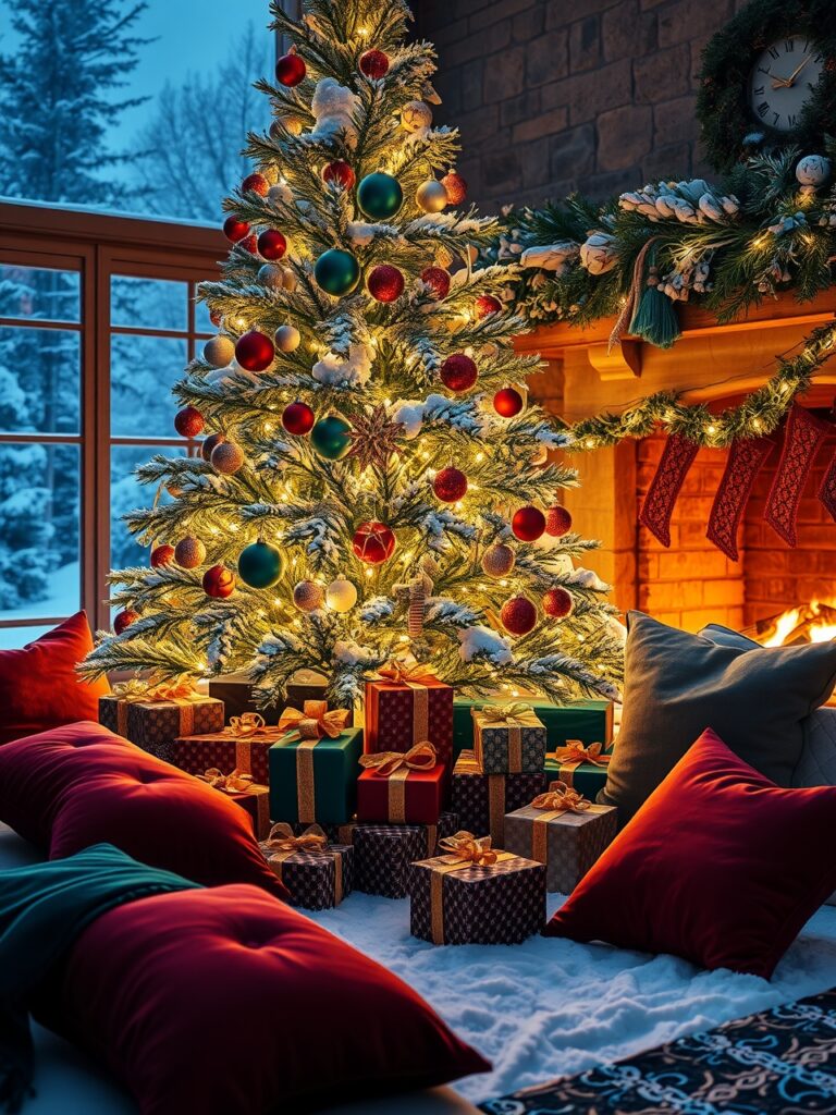 Festive Winter Scene with Cozy Decorations – free AI stock image