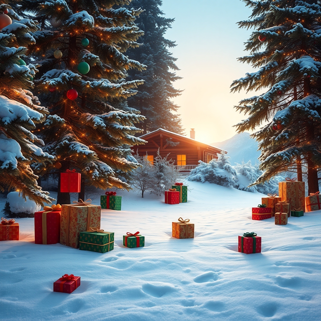 Festive Winter Wonderland Holiday Scene – free AI stock image