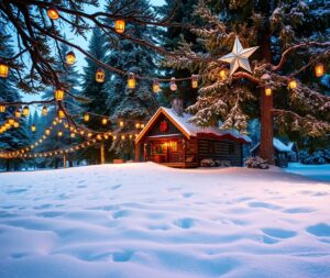 Festive Winter Wonderland with Twinkling Lights – free AI stock image