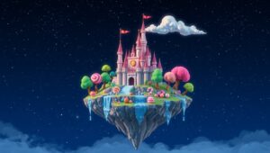 Floating Candy Island Adventure – free AI stock image