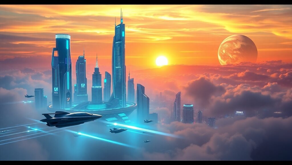 Floating City of the Future – free AI stock image
