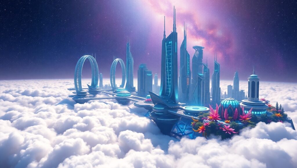 Floating City of Tomorrow – free AI stock image