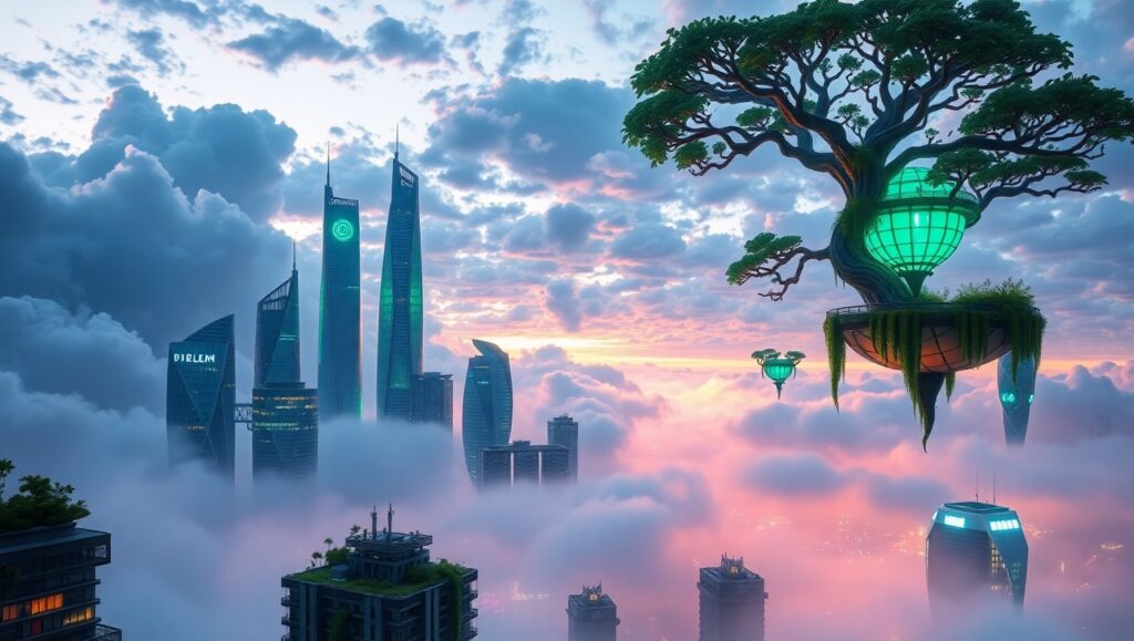 Floating City of Tomorrow – free AI stock image