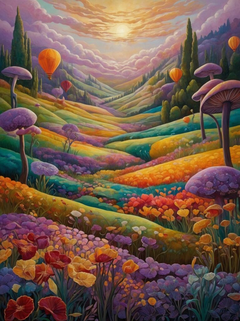 Floating Dreams Above a Colorful Landscape – free AI stock image