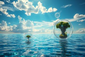 Floating Dreams in a Liquid Sky – free AI stock image