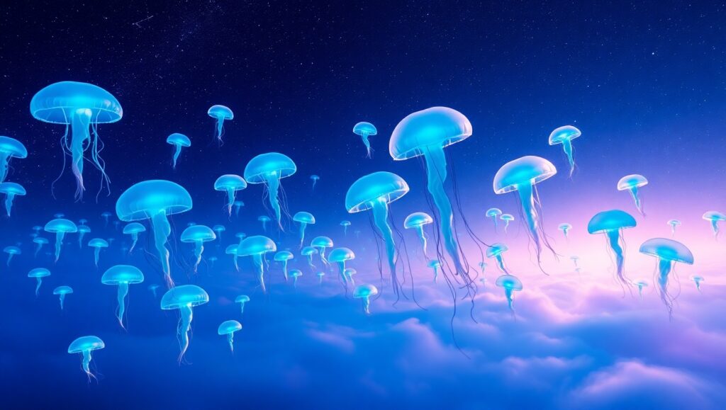 Floating Dreams in Duotone – free AI stock image