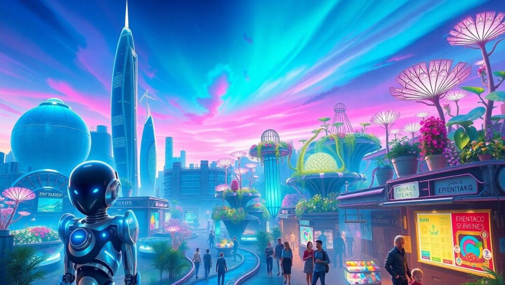 Floating Gardens of Neo-Tropolis – free AI stock image