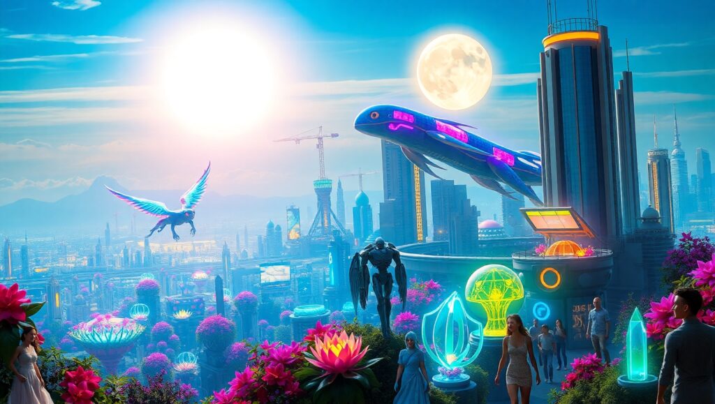 Floating Gardens of the Future – free AI stock image