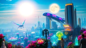 Floating Gardens of the Future – free AI stock image