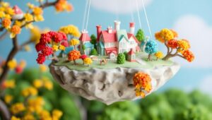 Floating Island in Colorful Clay – free AI stock image