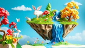 Floating Island in Papercraft Style – free AI stock image