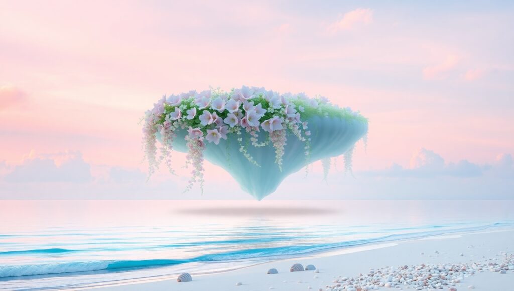 Floating Island in Twilight Bliss – free AI stock image
