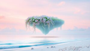 Floating Island in Twilight Bliss – free AI stock image