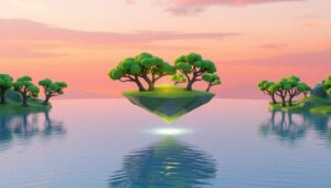 Floating Island Serenity Low-Poly – free AI stock image