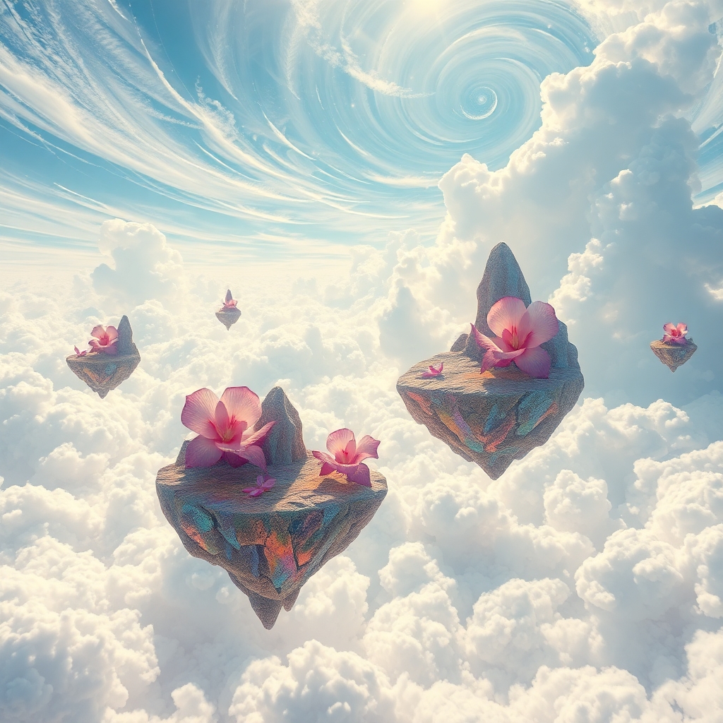 Floating Islands Amidst Dreamy Clouds – free AI stock image