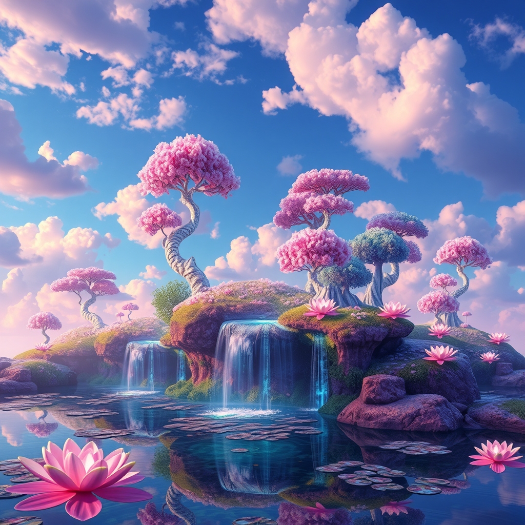 Floating Islands in a Dreamlike Sky – free AI stock image