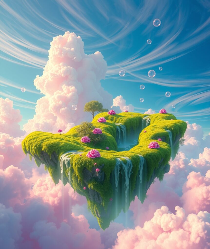 Floating Islands in a Dreamlike Sky – free AI stock image