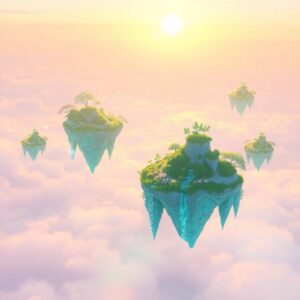 Floating Islands in a Dreamy Sky – free AI stock image