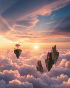 Floating Islands in a Dreamy Sky – free AI stock image