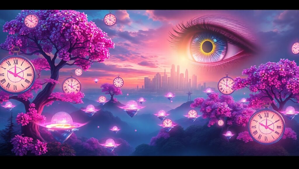 Floating Islands of Time and Vision – free AI stock image