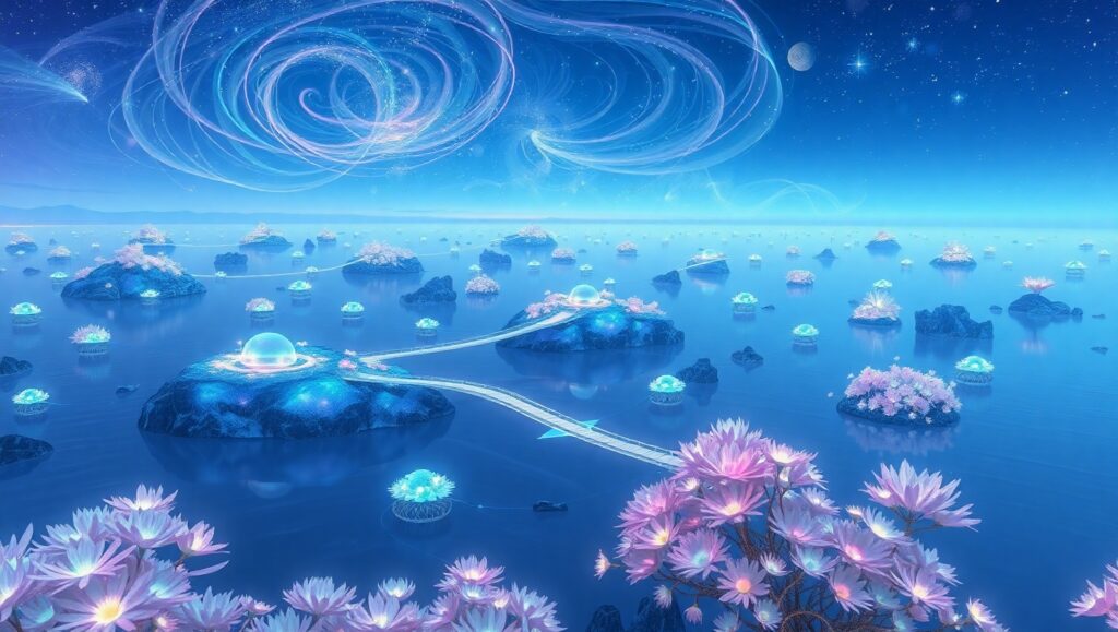 Floating Islands of Twilight – free AI stock image