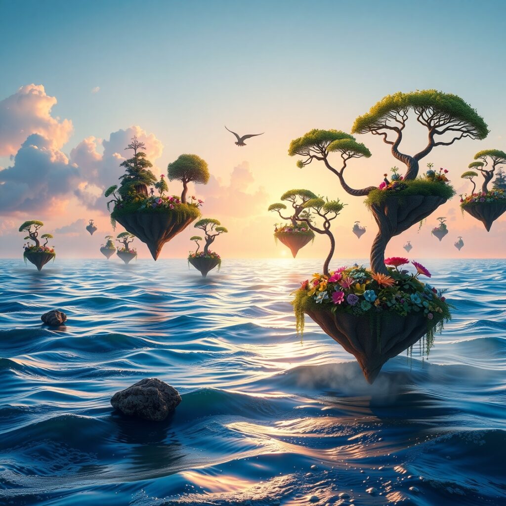 Floating Islands of Whimsical Dreams – free AI stock image