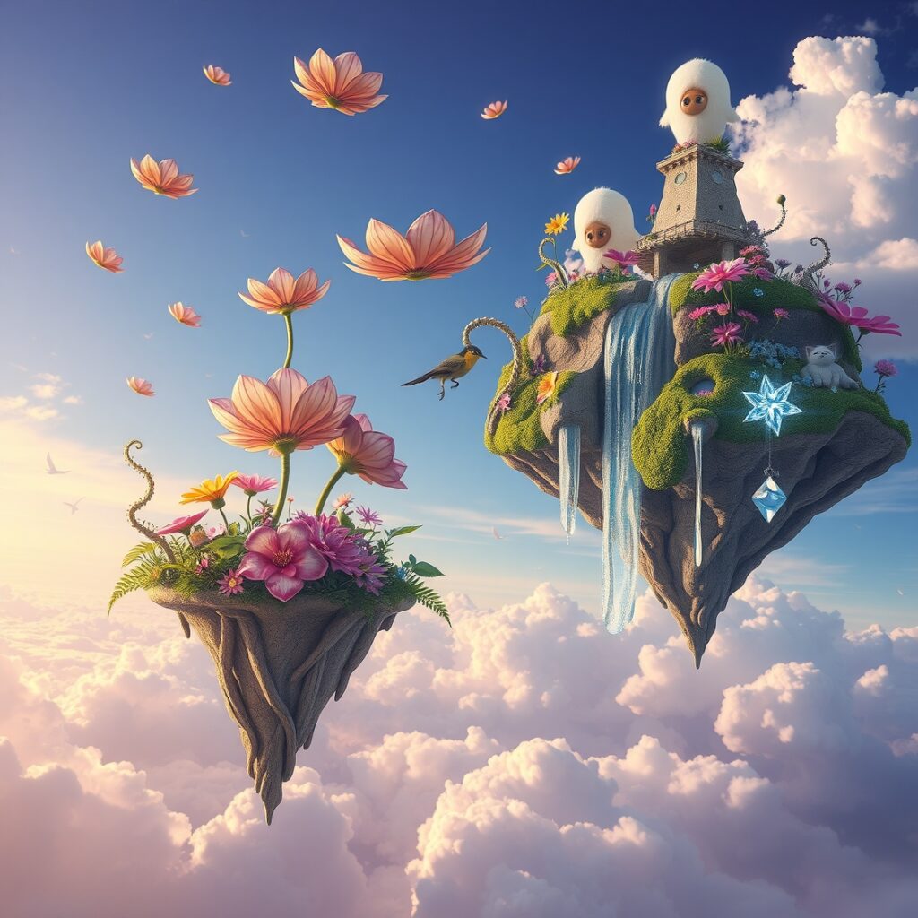 Floating Islands of Whimsical Dreams – free AI stock image