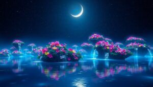 Floating Islands Under Starry Skies – free AI stock image