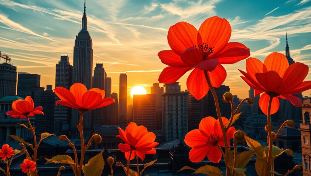 Floral Skyline Fantasy – free AI stock image