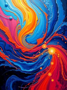 Fluid Dynamics of Color and Shape – free AI stock image