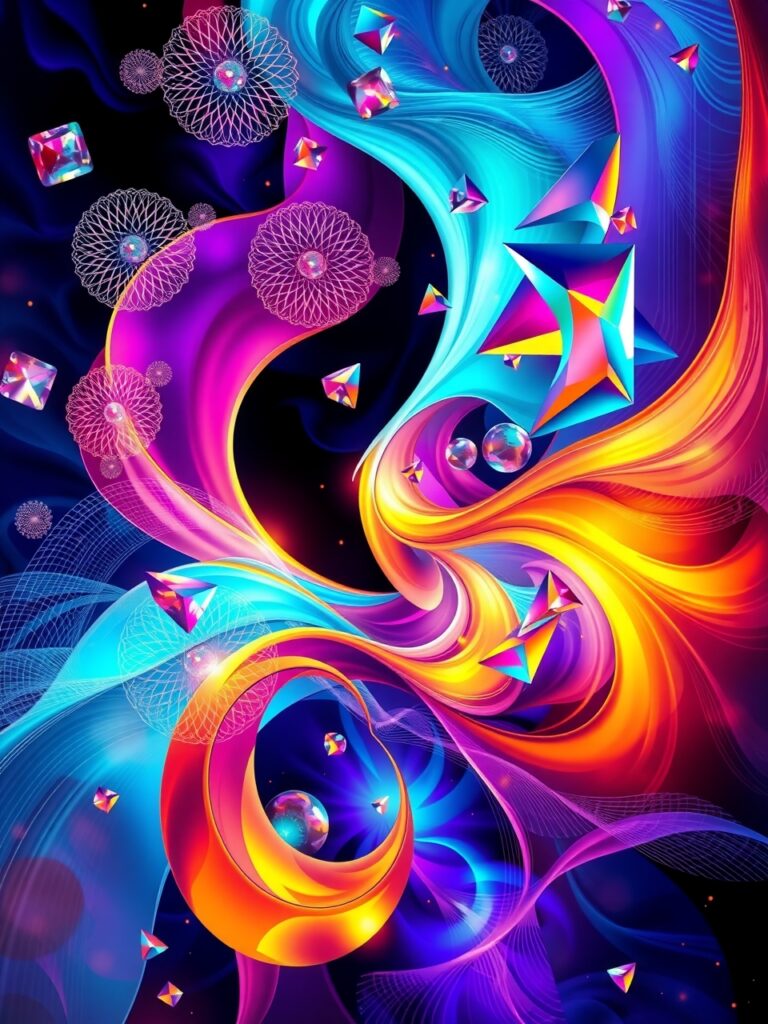 Fluid Geometries of Color and Light – free AI stock image