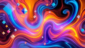 Fluid Geometry in Vibrant Colors – free AI stock image