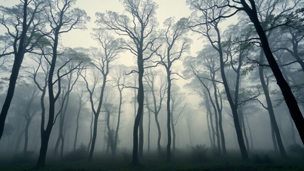 Foggy Forest in Monochrome – free AI stock image