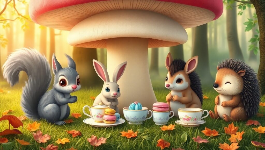 Forest Friends Tea Party – free AI stock image