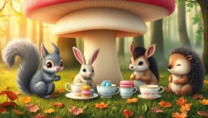 Forest Friends Tea Party – free AI stock image